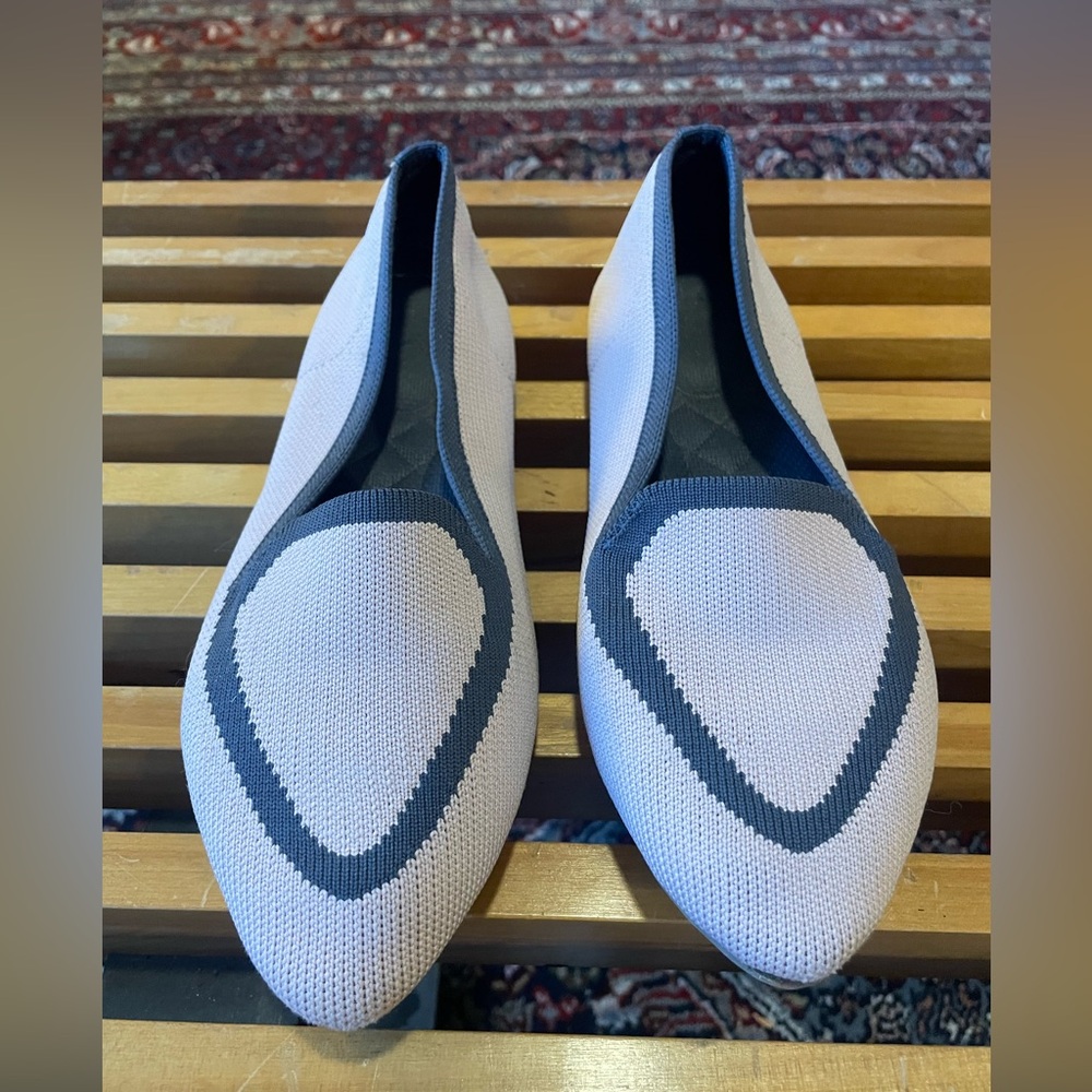 Birdies the Blackbird Woven Flats in Antique Pink/ Gray Blue